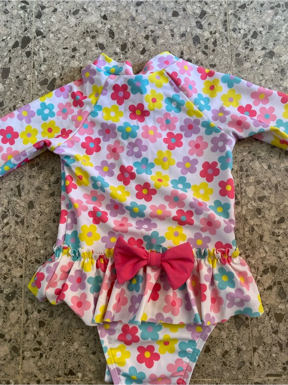 Kids Floral Long-Sleeve Ruffle One-Piece Swimsuit - 6-9 months